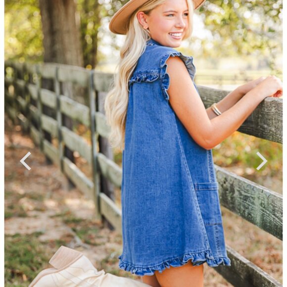 BNWT OLIVACEOUS DENIM DRESS ADORABLE FOR ANY OCCASION HAS POCKETS - Picture 1 of 5